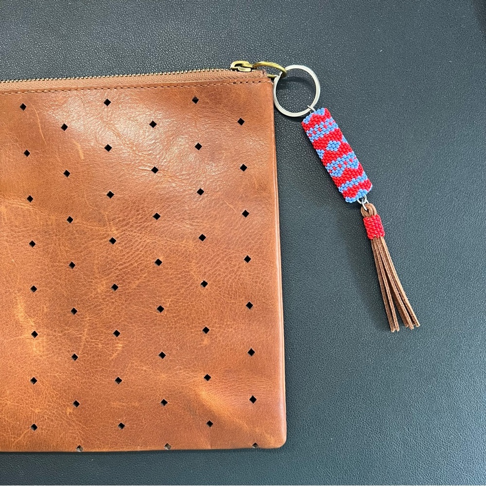 Madewell Perforated Brown Leather Wristlet Clutch - Picture 2 of 5